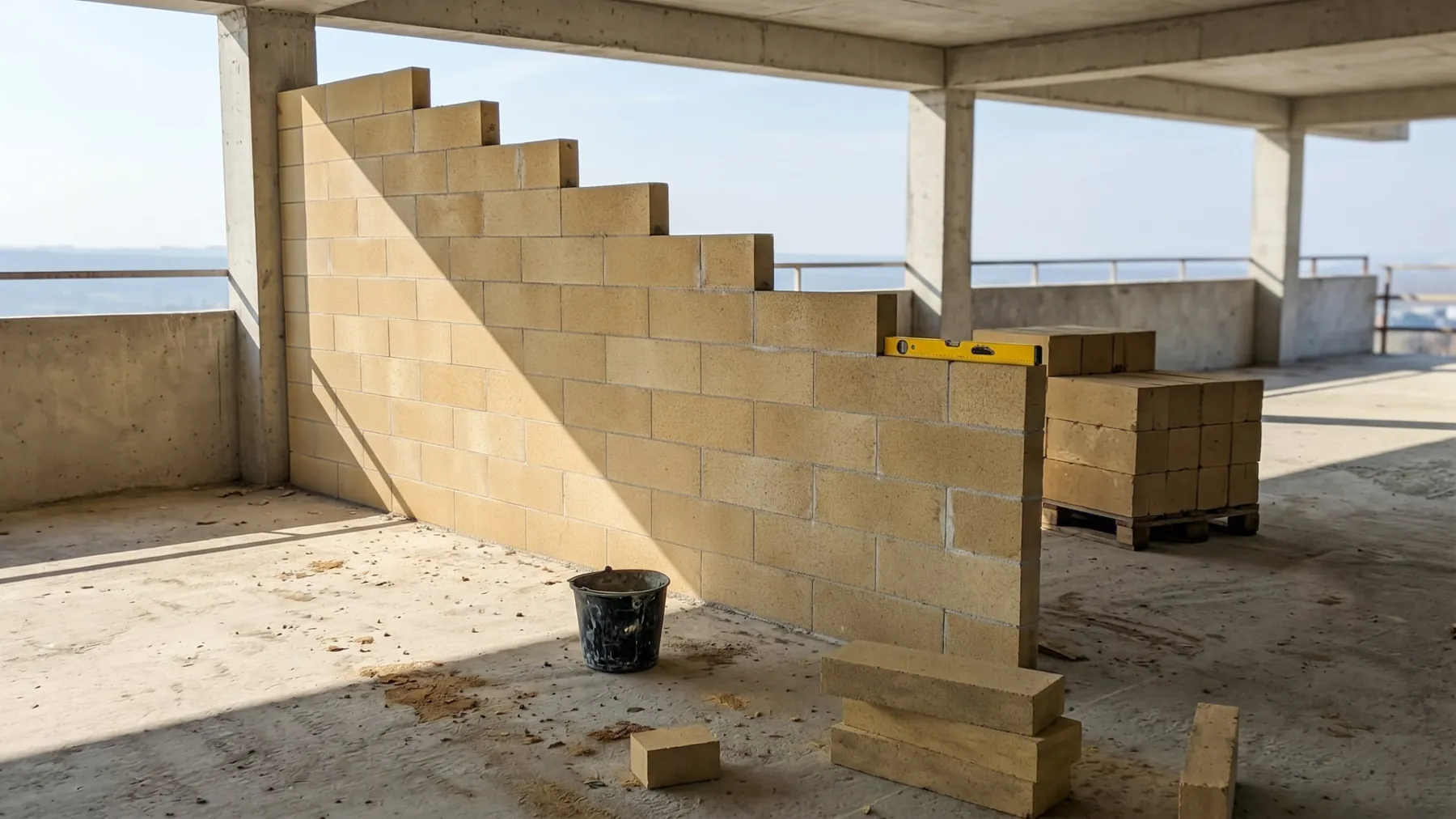 A partition wall of EcoMur blocks